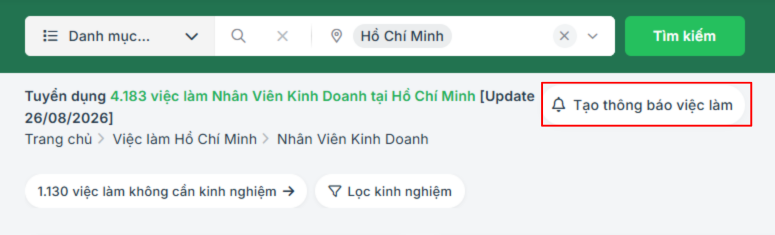 Tạo thông báo việc làm trên TopCV (Job Alert)